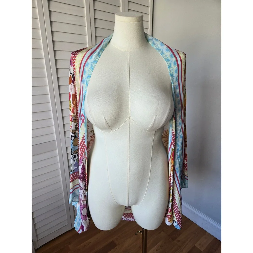 Rachel Zoe Floral Cocoon Kimono Coverup OS Boho Resort Romantic Chic Art Teacher